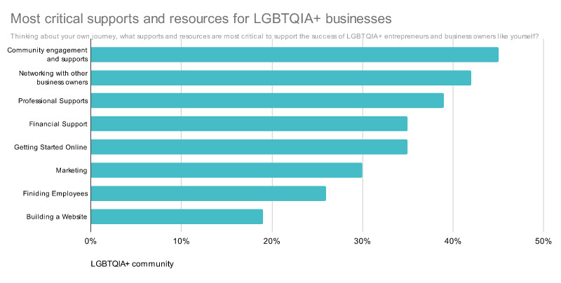 Most critical supports and resources for LGBTQIA+ businesses